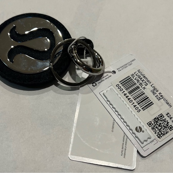 NEW🖤Lululemon Logo Bag Charm Silver Black Logo Keychain, 🎁 Stocking Stuffer - Picture 10 of 14